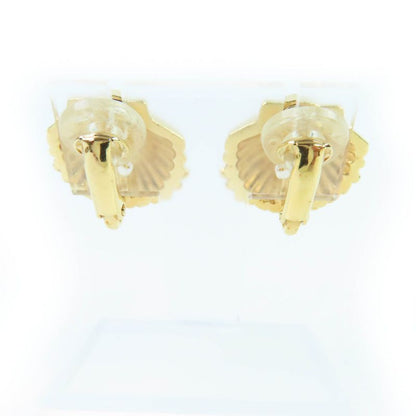 CHANEL G23C Coco Mark Shell Design Earrings With Rhinestones Gold With Box Made