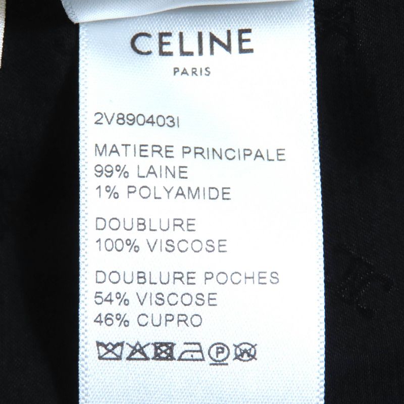 Celine 2v890403i Eddy Period Wool Tweed Porter Jacket Collarless Jacket Black
