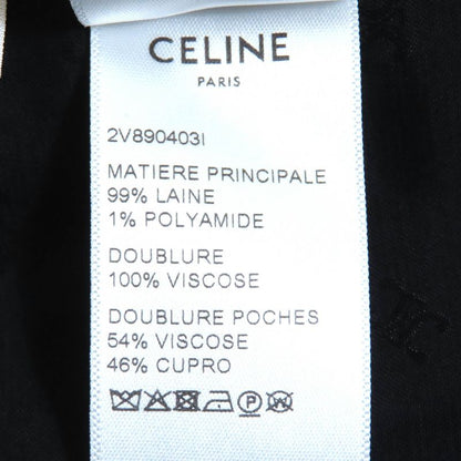 Celine 2v890403i Eddy Period Wool Tweed Porter Jacket Collarless Jacket Black
