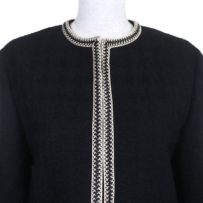 Celine 2v890403i Eddy Period Wool Tweed Porter Jacket Collarless Jacket Black