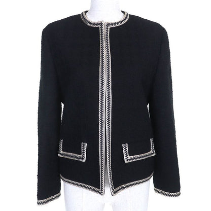 Celine 2v890403i Eddy Period Wool Tweed Porter Jacket Collarless Jacket Black