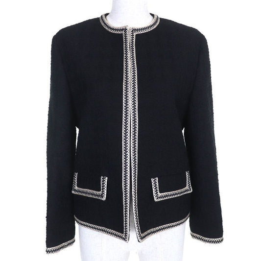 Celine 2v890403i Eddy Period Wool Tweed Porter Jacket Collarless Jacket Black