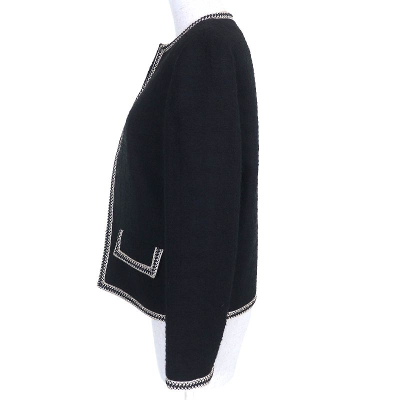 Celine 2v890403i Eddy Period Wool Tweed Porter Jacket Collarless Jacket Black