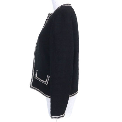 Celine 2v890403i Eddy Period Wool Tweed Porter Jacket Collarless Jacket Black