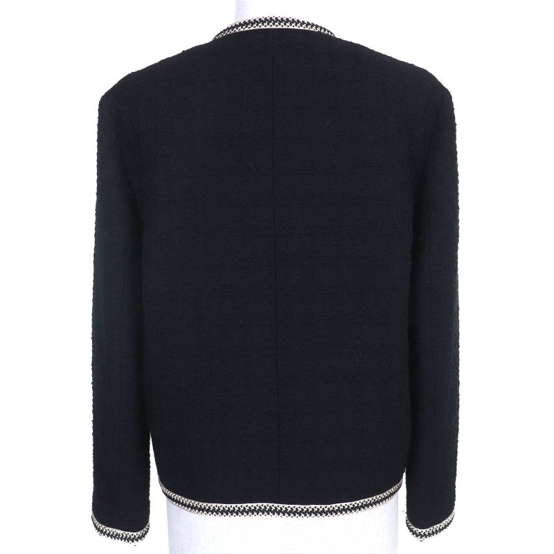 Celine 2v890403i Eddy Period Wool Tweed Porter Jacket Collarless Jacket Black