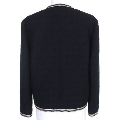 Celine 2v890403i Eddy Period Wool Tweed Porter Jacket Collarless Jacket Black