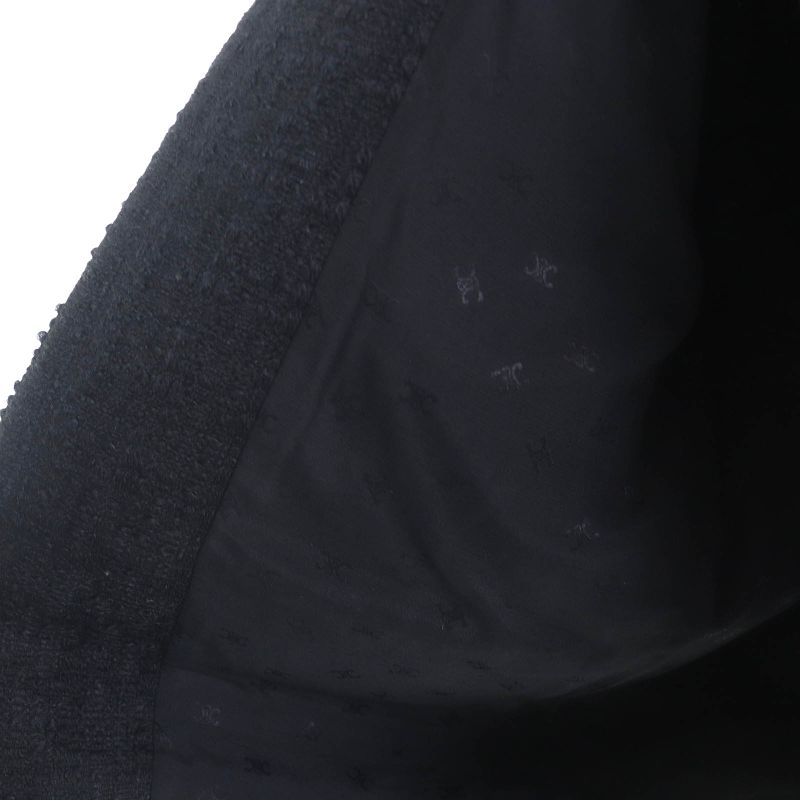 Celine 2v890403i Eddy Period Wool Tweed Porter Jacket Collarless Jacket Black