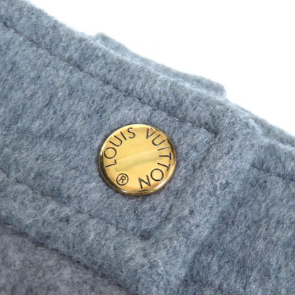 Louis Vuitton 21AW Wool Silk Giant Monogram Logo Gold Button Mini Skirt Gray 36