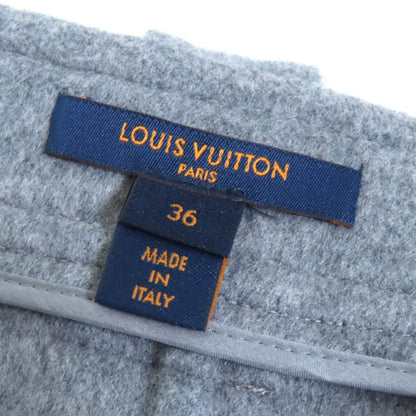 Louis Vuitton 21AW Wool Silk Giant Monogram Logo Gold Button Mini Skirt Gray 36