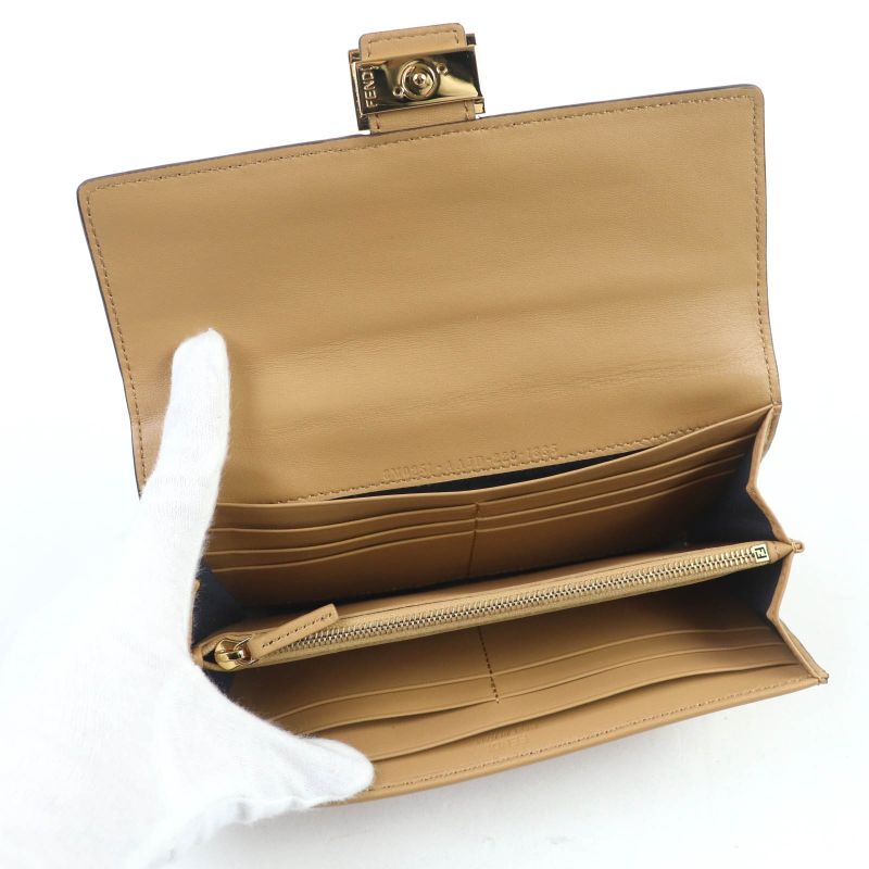 Fendi 8m0251 3D FF Logo Ffhardware Baguette Continental Nappa Leather Long