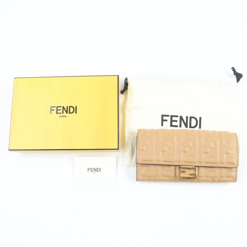 Fendi 8m0251 3D FF Logo Ffhardware Baguette Continental Nappa Leather Long