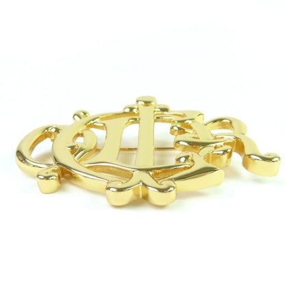 Christian DIOR Emblem Logo Design Brooch Accessories Gold Ladies