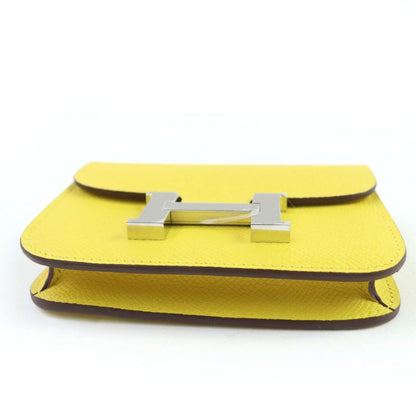 Hermes Constance Slim Vaux Epson Jeanne Naples Silver Hardware Compact Wallet