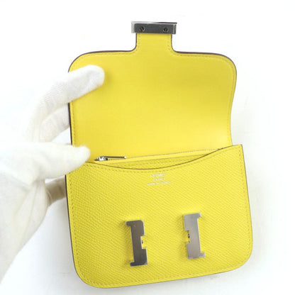 Hermes Constance Slim Vaux Epson Jeanne Naples Silver Hardware Compact Wallet