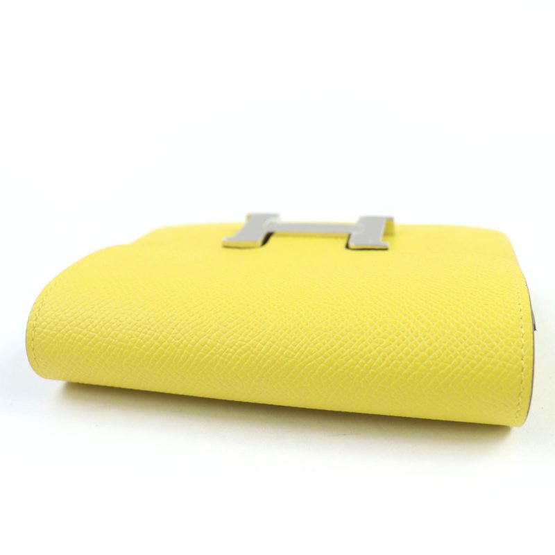 Hermes Constance Slim Vaux Epson Jeanne Naples Silver Hardware Compact Wallet