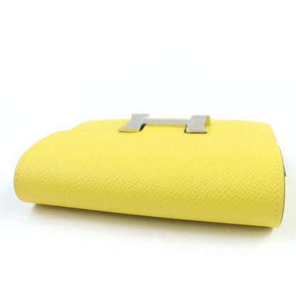 Hermes Constance Slim Vaux Epson Jeanne Naples Silver Hardware Compact Wallet