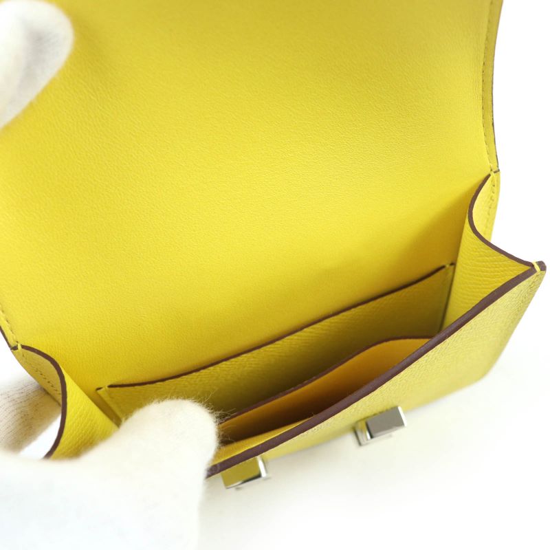 Hermes Constance Slim Vaux Epson Jeanne Naples Silver Hardware Compact Wallet