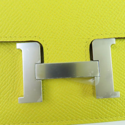 Hermes Constance Slim Vaux Epson Jeanne Naples Silver Hardware Compact Wallet