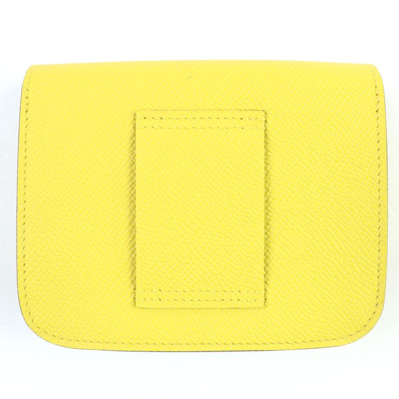 Hermes Constance Slim Vaux Epson Jeanne Naples Silver Hardware Compact Wallet