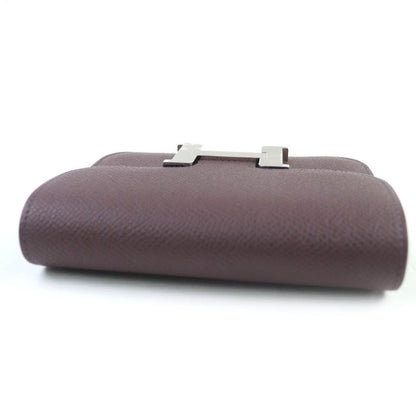 Hermes Constance Slim Vaux Epson Havana Silver Hardware Compact Wallet Engraved