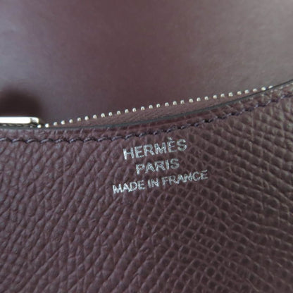 Hermes Constance Slim Vaux Epson Havana Silver Hardware Compact Wallet Engraved