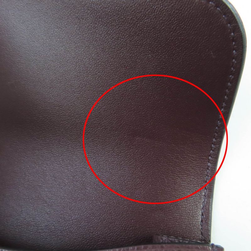 Hermes Constance Slim Vaux Epson Havana Silver Hardware Compact Wallet Engraved