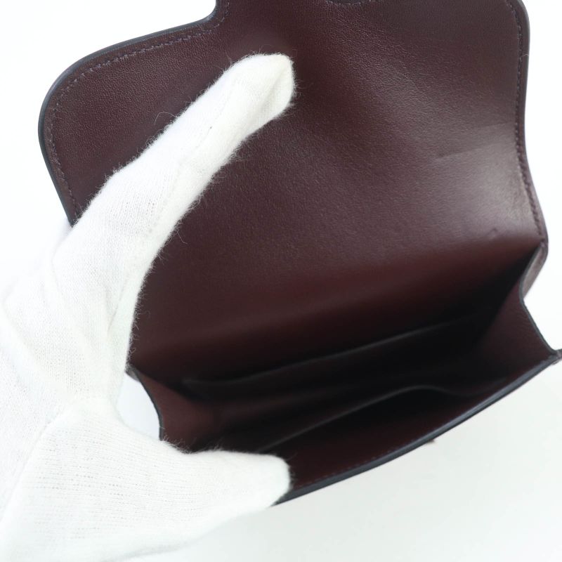 Hermes Constance Slim Vaux Epson Havana Silver Hardware Compact Wallet Engraved