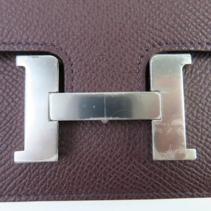 Hermes Constance Slim Vaux Epson Havana Silver Hardware Compact Wallet Engraved