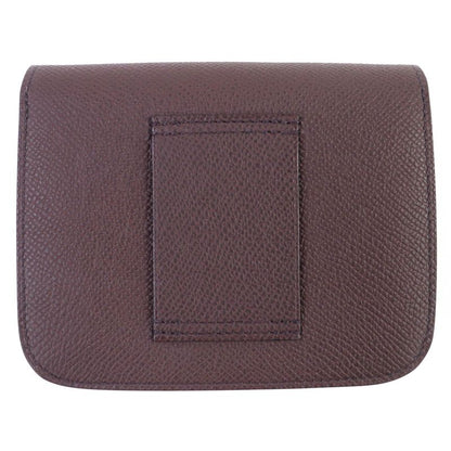 Hermes Constance Slim Vaux Epson Havana Silver Hardware Compact Wallet Engraved