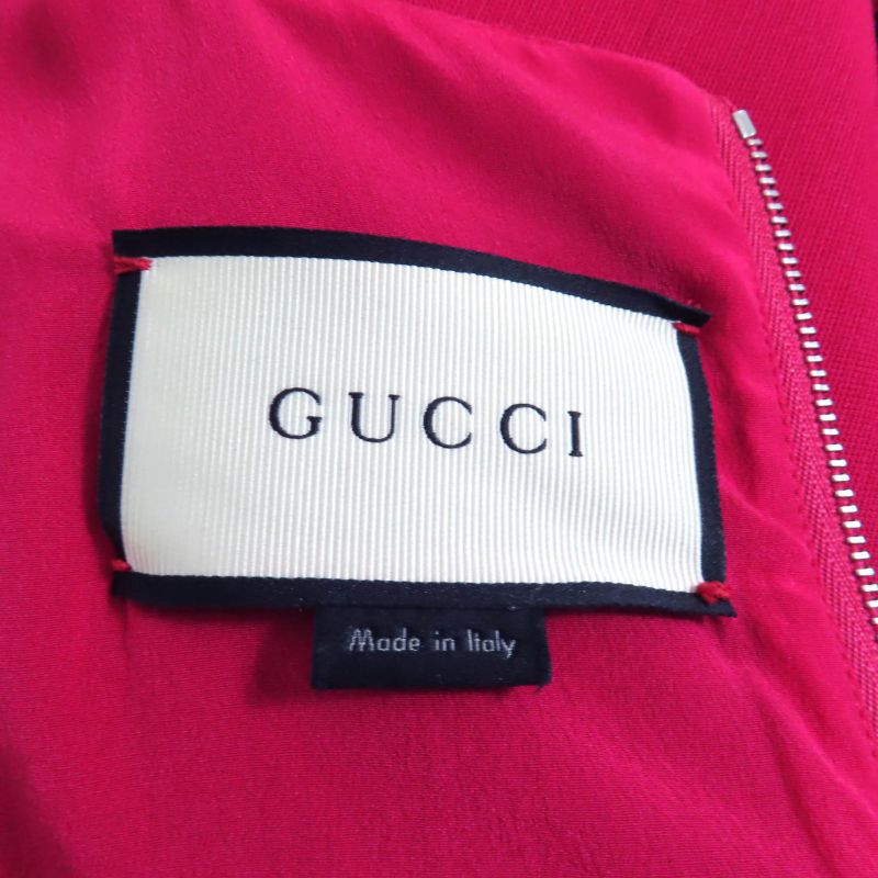 Gucci 410154 Silk Blend Sleeveless Pleated Dress With Belt Pink 38 With Hangers