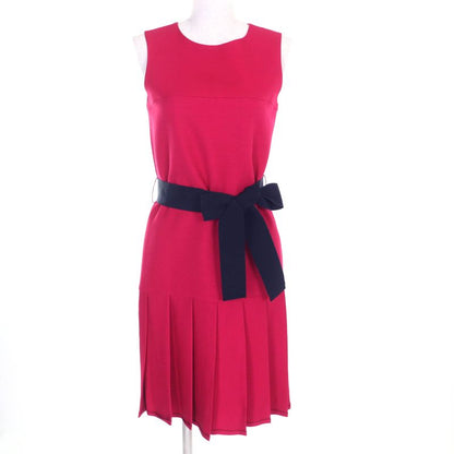 Gucci 410154 Silk Blend Sleeveless Pleated Dress With Belt Pink 38 With Hangers