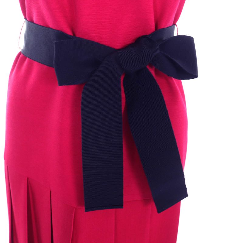 Gucci 410154 Silk Blend Sleeveless Pleated Dress With Belt Pink 38 With Hangers