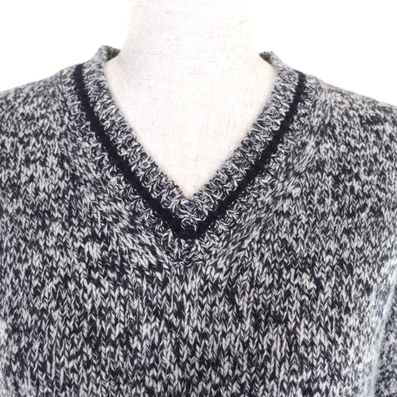 Christian DIOR 21AW 054s01am303 Wool Cashmere Blend Back Logo V-neck Long