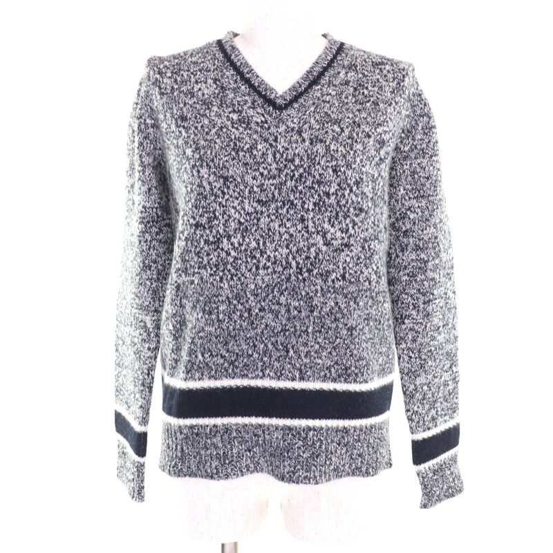 Christian DIOR 21AW 054s01am303 Wool Cashmere Blend Back Logo V-neck Long