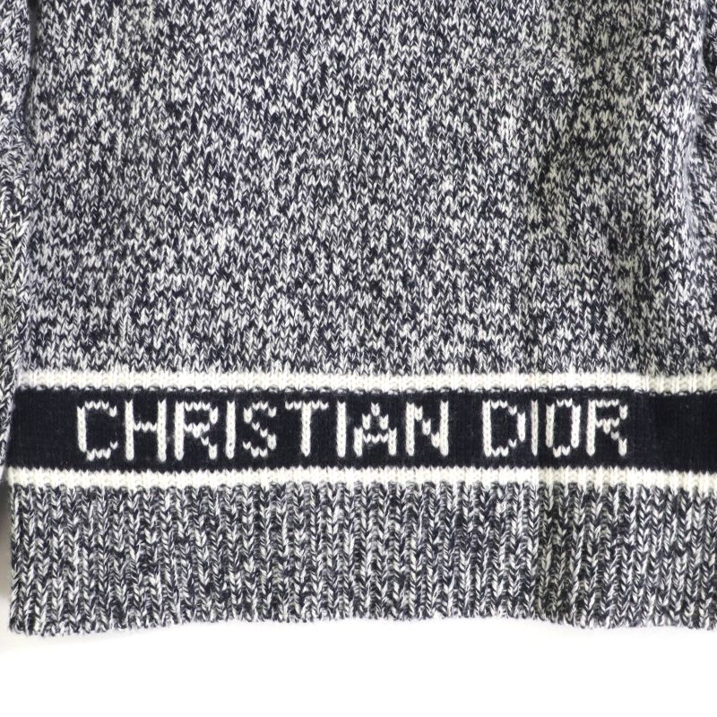 Christian DIOR 21AW 054s01am303 Wool Cashmere Blend Back Logo V-neck Long