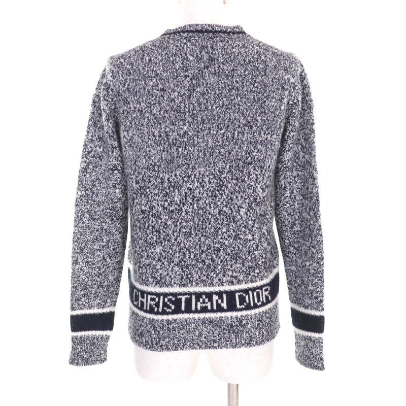 Christian DIOR 21AW 054s01am303 Wool Cashmere Blend Back Logo V-neck Long