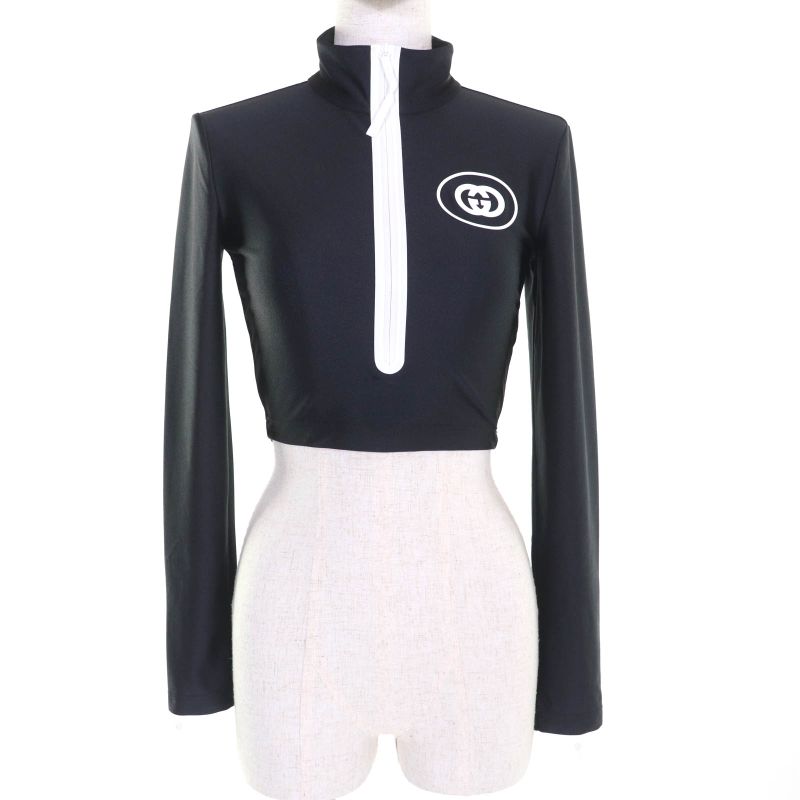 Gucci 22aw 688615 Interlocking G Cropped Spark Ring Long Sleeve Track Top Cut