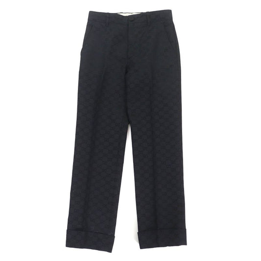 Gucci 664408 GG Pattern Center Press Cotton Pants Bottoms Black 36 Made In