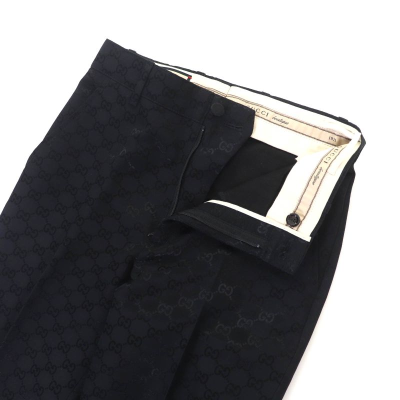 Gucci 664408 GG Pattern Center Press Cotton Pants Bottoms Black 36 Made In