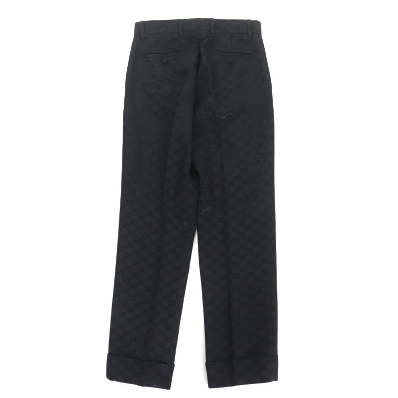 Gucci 664408 GG Pattern Center Press Cotton Pants Bottoms Black 36 Made In