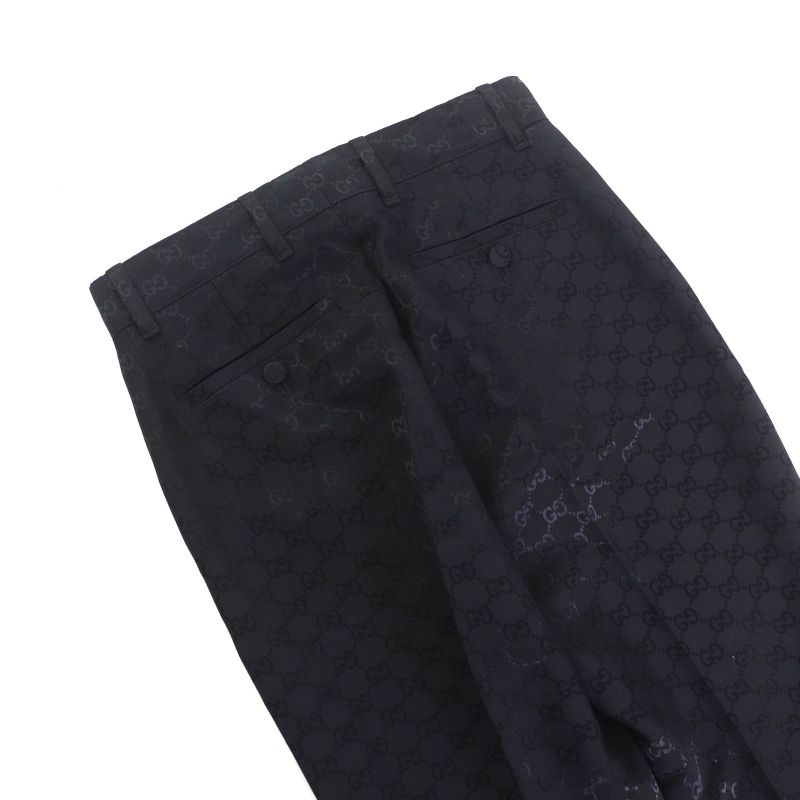 Gucci 664408 GG Pattern Center Press Cotton Pants Bottoms Black 36 Made In