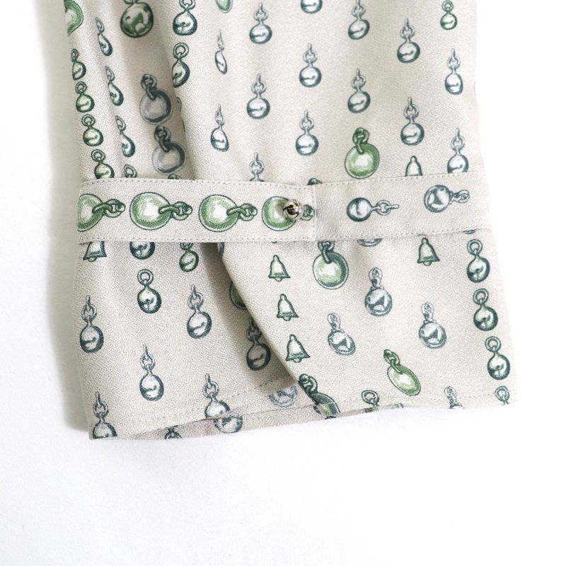 Hermes 22aw 2h0619dn 100% Silk Back Ribbon Total Pattern Long Sleeves Cut and