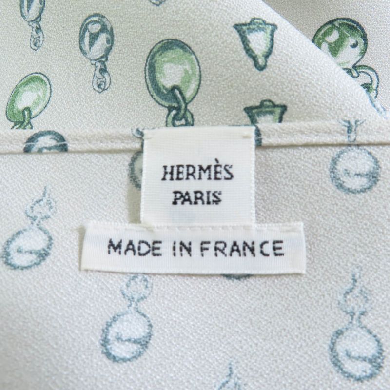 Hermes 22aw 2h0619dn 100% Silk Back Ribbon Total Pattern Long Sleeves Cut and