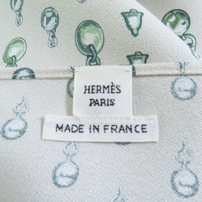 Hermes 22aw 2h0619dn 100% Silk Back Ribbon Total Pattern Long Sleeves Cut and