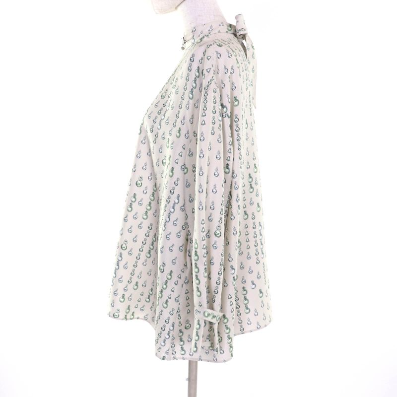 Hermes 22aw 2h0619dn 100% Silk Back Ribbon Total Pattern Long Sleeves Cut and