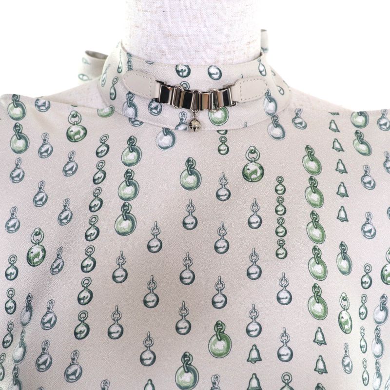 Hermes 22aw 2h0619dn 100% Silk Back Ribbon Total Pattern Long Sleeves Cut and