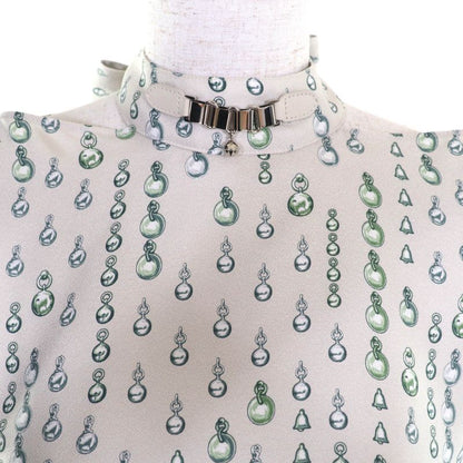 Hermes 22aw 2h0619dn 100% Silk Back Ribbon Total Pattern Long Sleeves Cut and