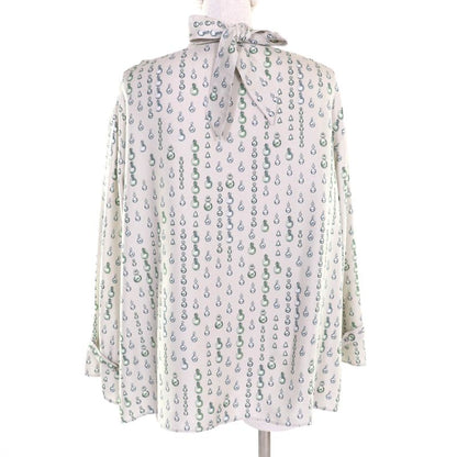 Hermes 22aw 2h0619dn 100% Silk Back Ribbon Total Pattern Long Sleeves Cut and