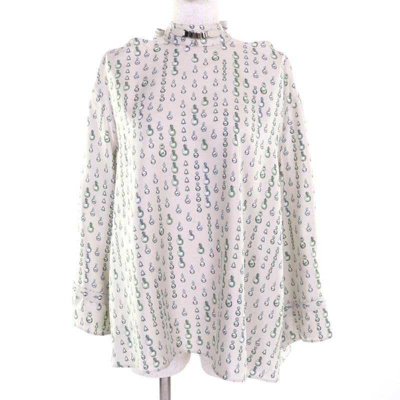 Hermes 22aw 2h0619dn 100% Silk Back Ribbon Total Pattern Long Sleeves Cut and