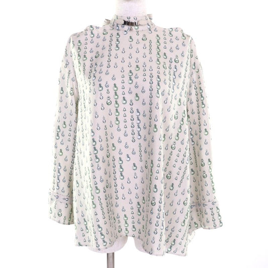 Hermes 22aw 2h0619dn 100% Silk Back Ribbon Total Pattern Long Sleeves Cut and